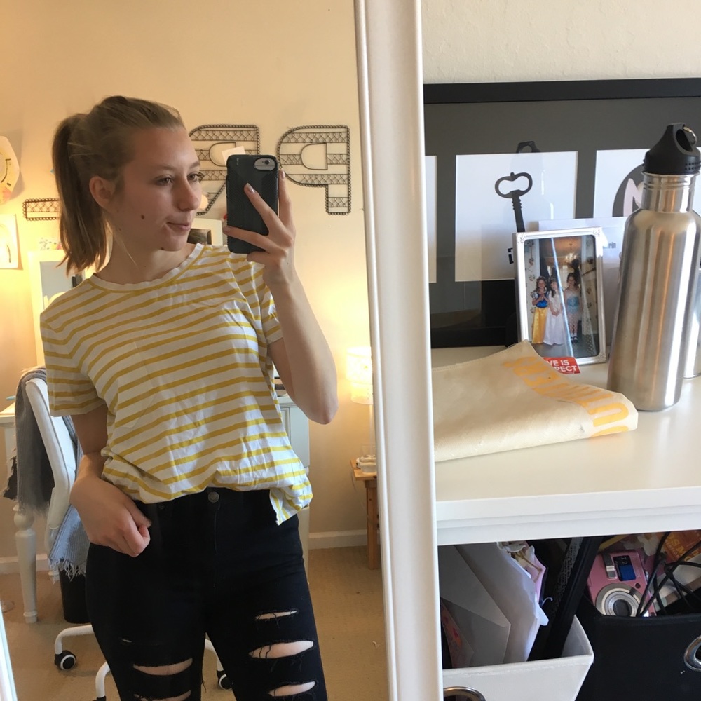 Banana republic yellow and white shirt!